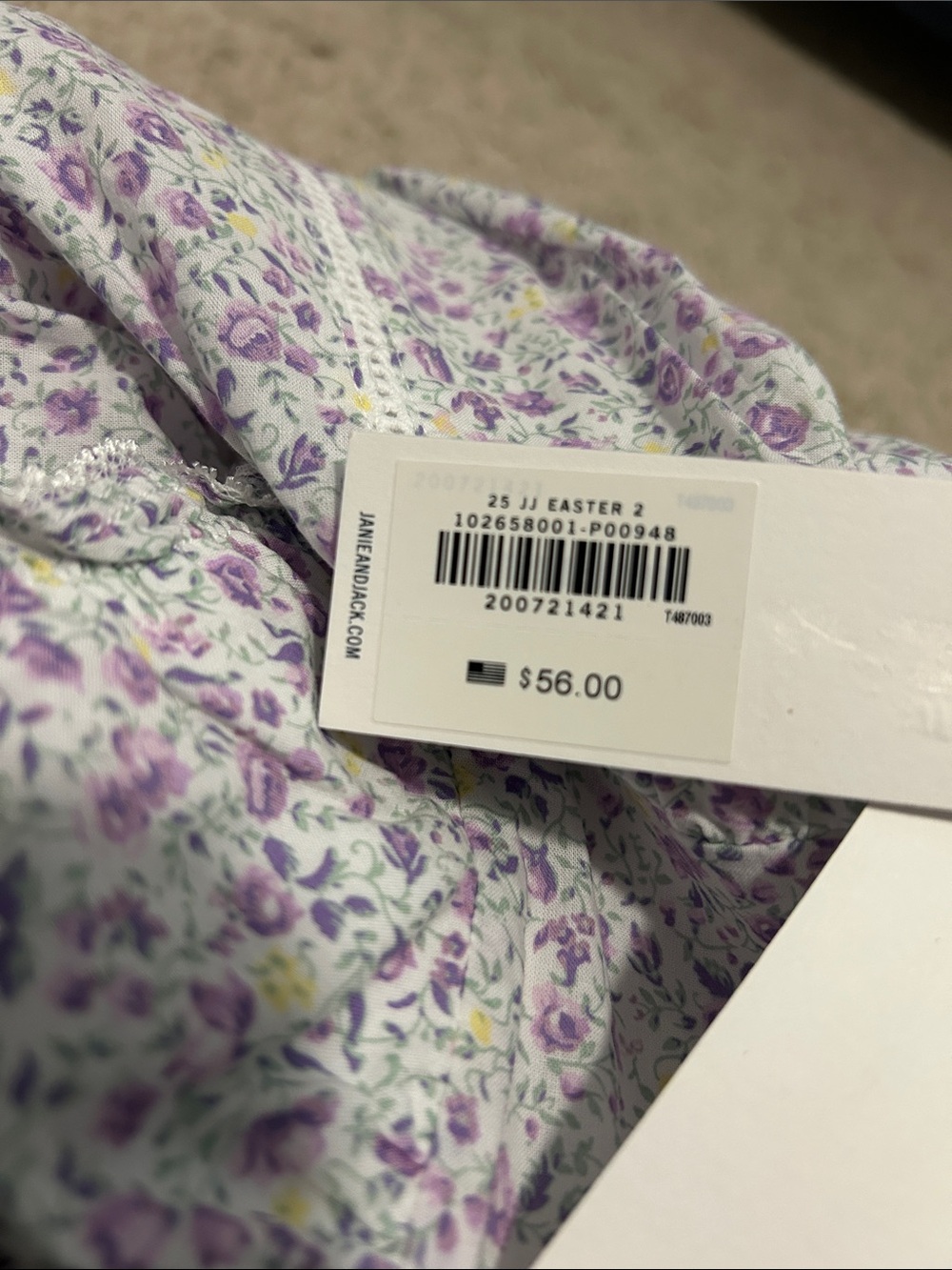 Janie and Jack 6-12mo Lavender & Cream Floral Nightdress - Picture 3 of 3